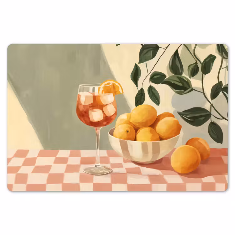 Placemat - 6 stuks - Citroenen - Glas - Tafelkleed - Geblokt — 7