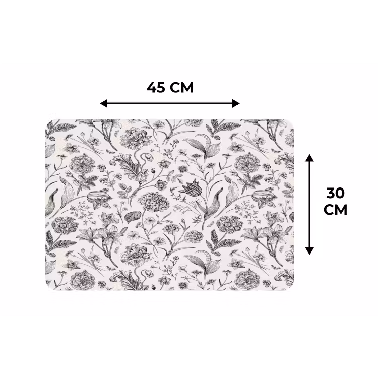 Placemat - 6 stuks - Classic - Black - White - Floral — 3