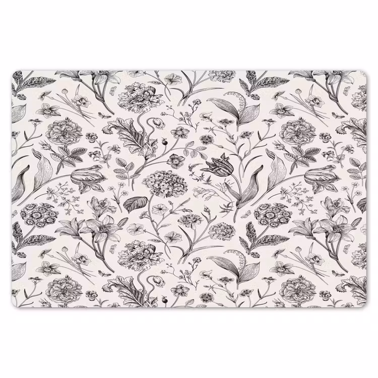 Placemat - 6 stuks - Classic - Black - White - Floral — 7