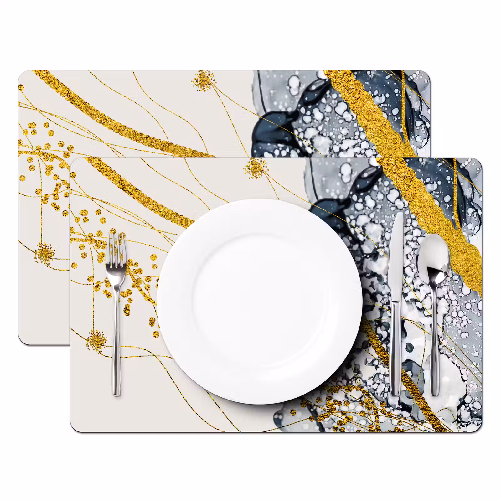 Placemat - 6 stuks - Abstract - Goud - Natuur - Kunst — 1