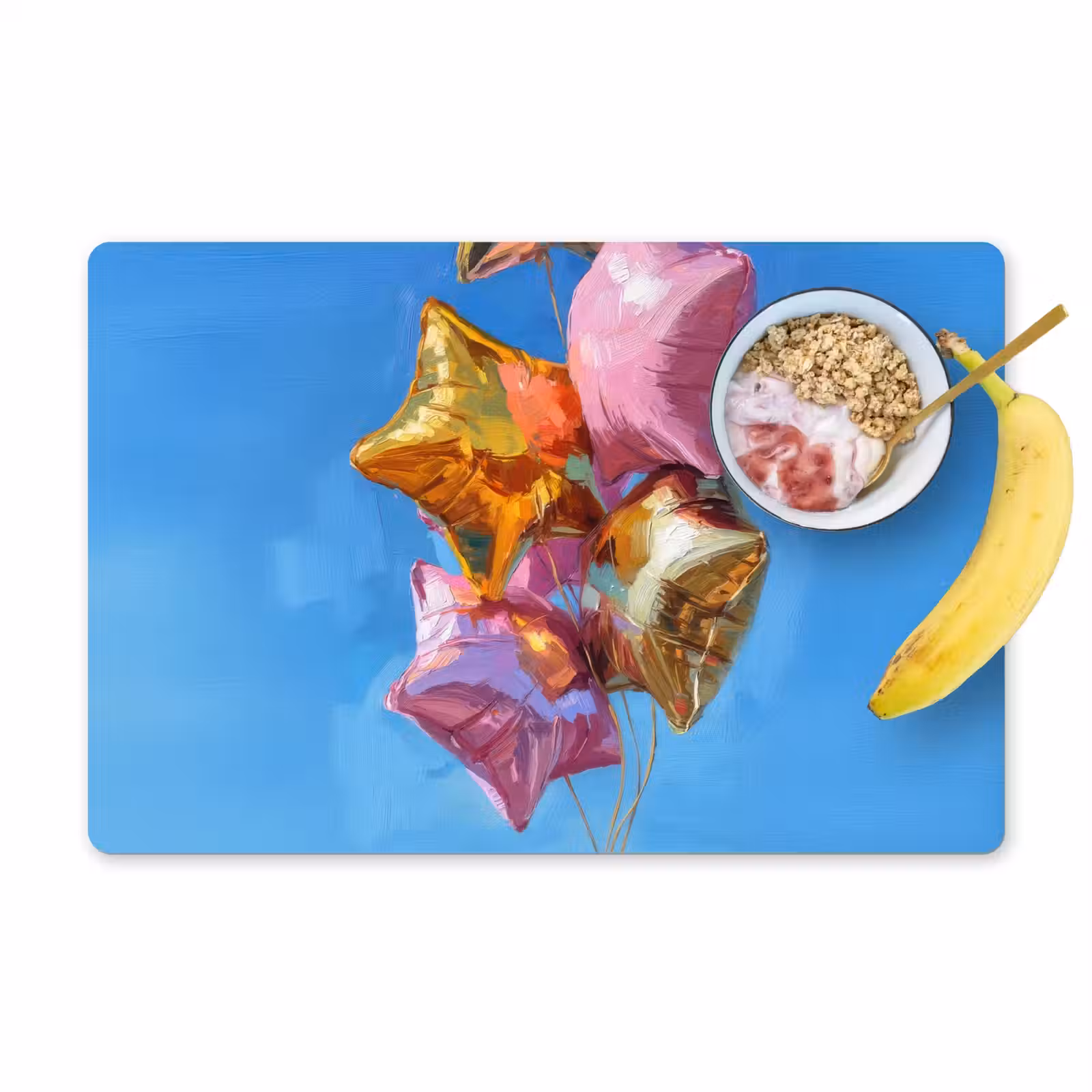 Placemat - 6 stuks - Ballonnen - Goud - Stervorm - Roze — 1