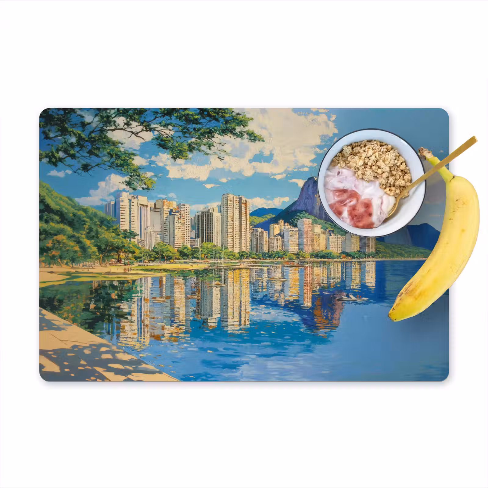 Placemat - 6 stuks - Berg - Skyline - Strand - Water — 1