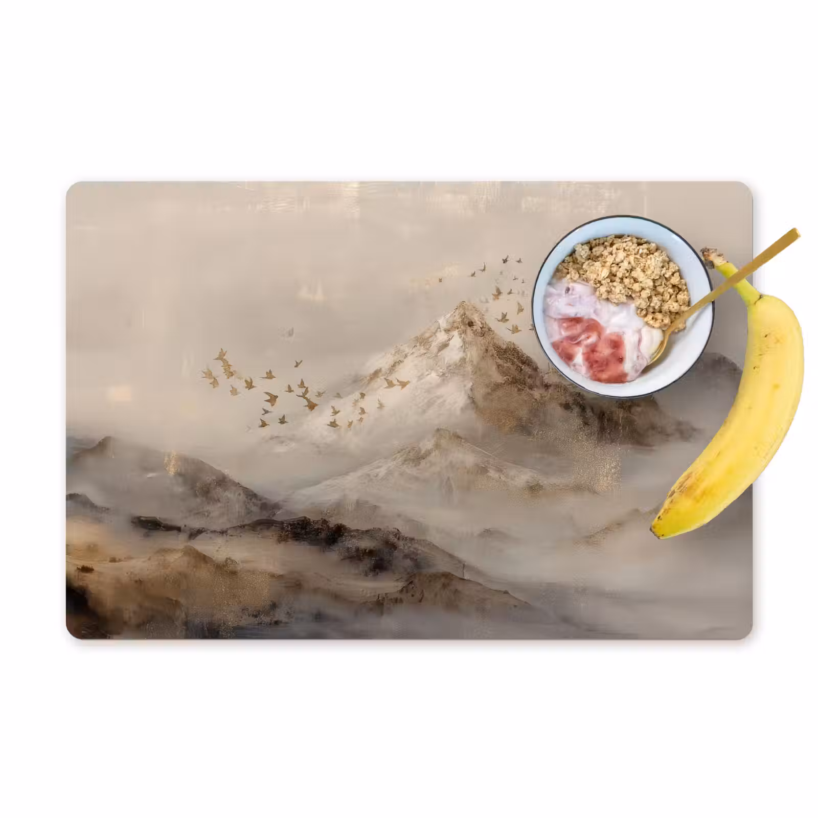 Placemat - 6 stuks - Berglandschap - Mist - Penseelstreken — 1