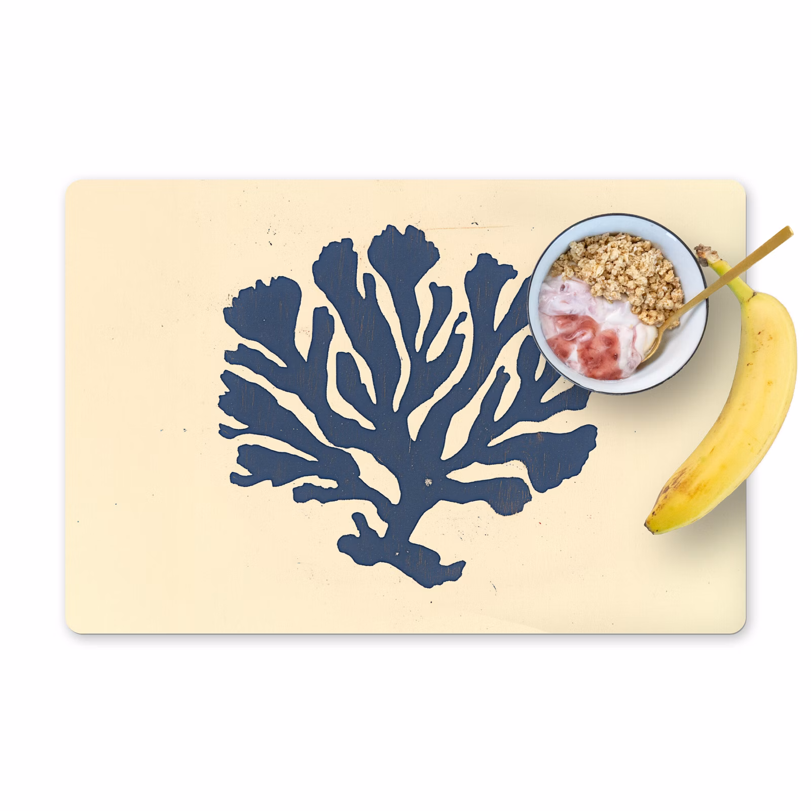 Placemat - 6 stuks - Blauw koraal - Vertakkingen - Beige — 1