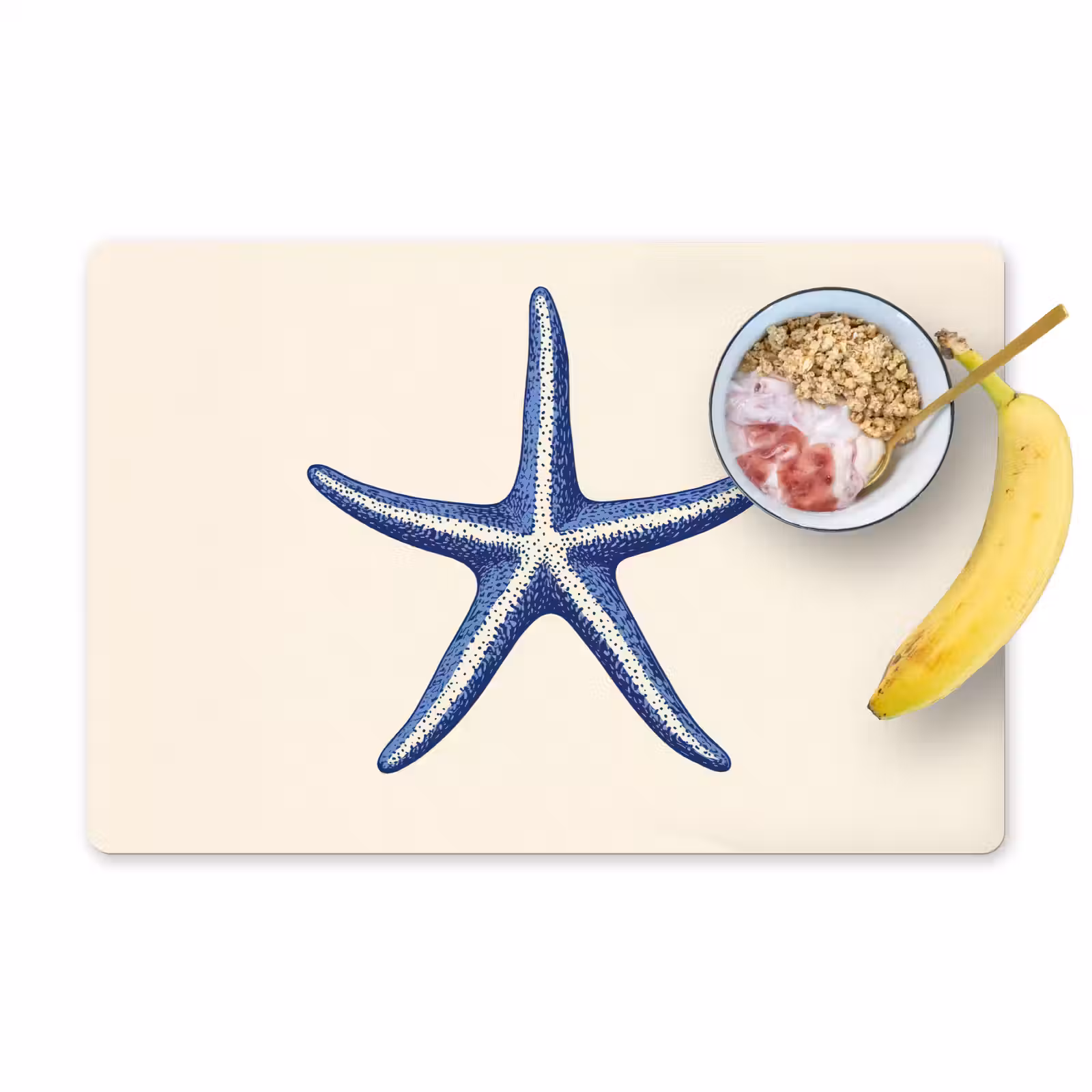 Placemat - 6 stuks - Blauwe zeester - Minimalistisch - Beige — 1