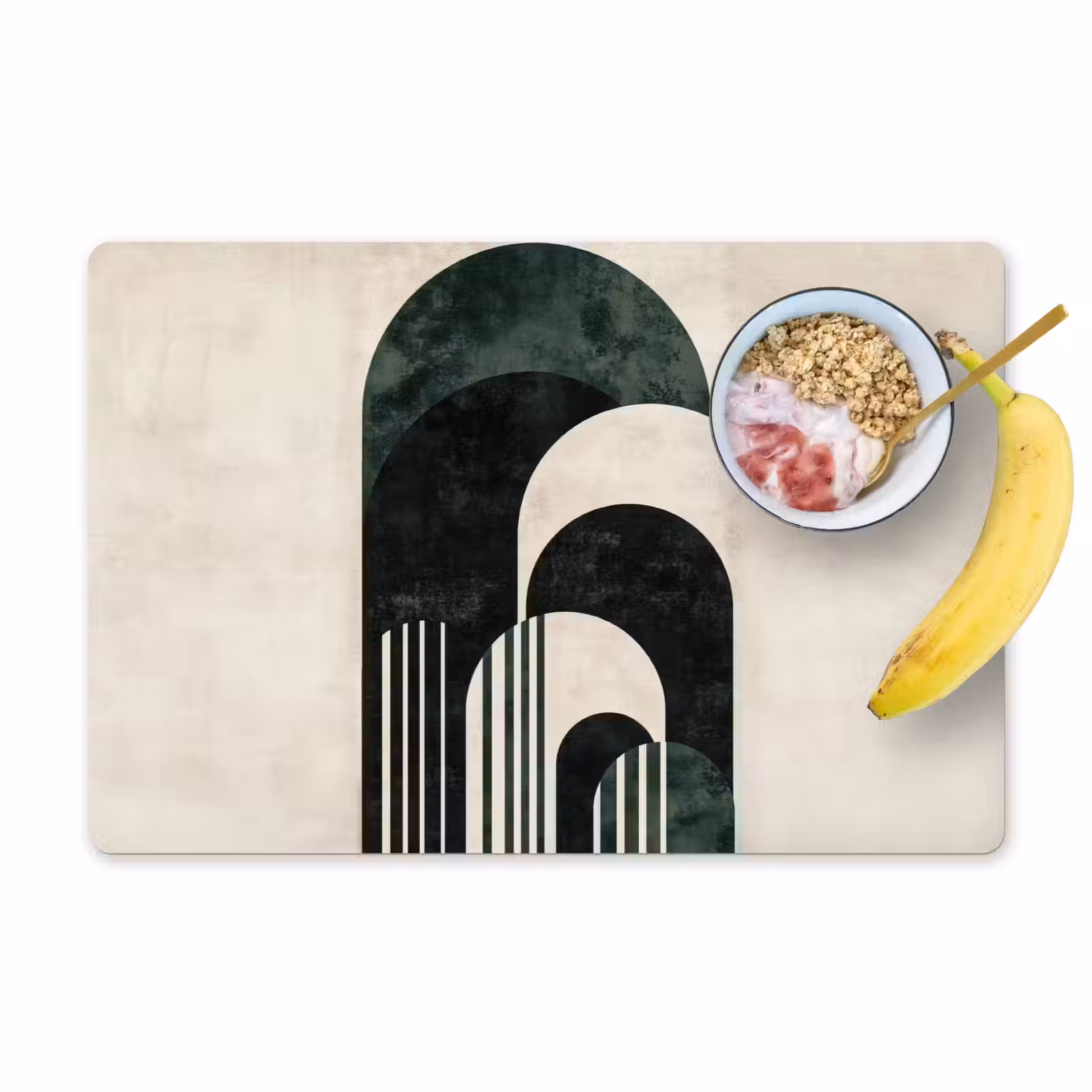 Placemat - 6 stuks - Bogen - Donkergroen - Lijnen — 1