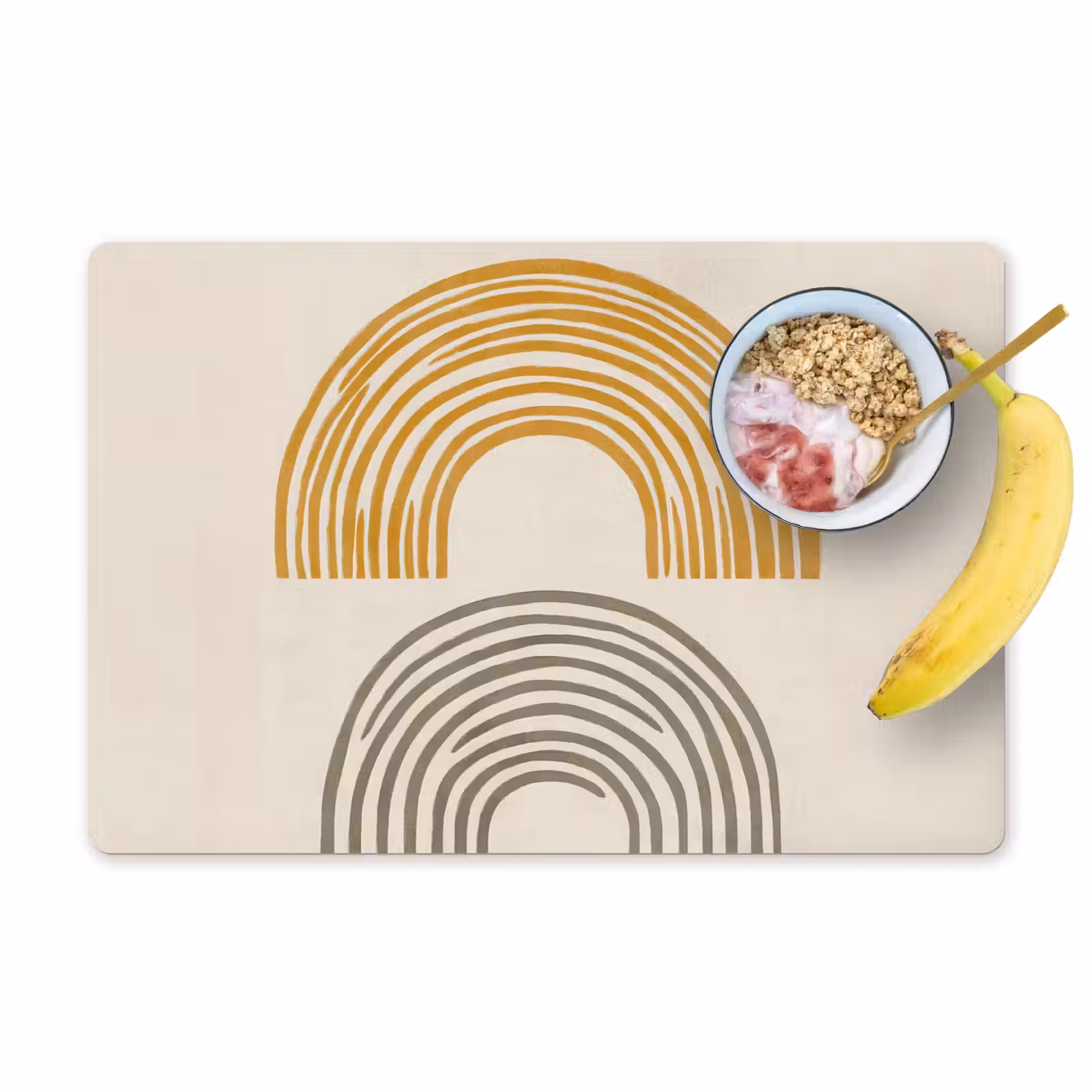 Placemat - 6 stuks - Bogen - Lijnen - Oranje - Minimalistisch — 1