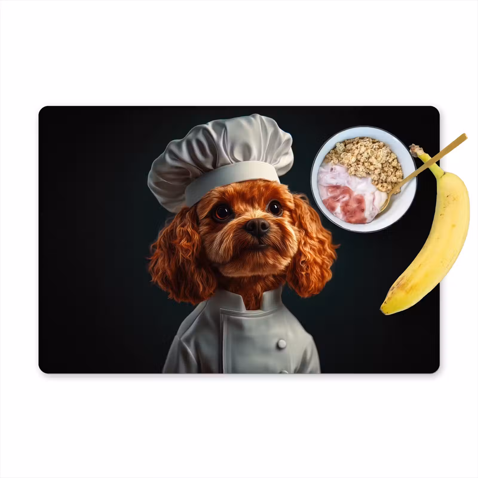 Placemat - 6 stuks - Bruin - Kok - Hondje — 1