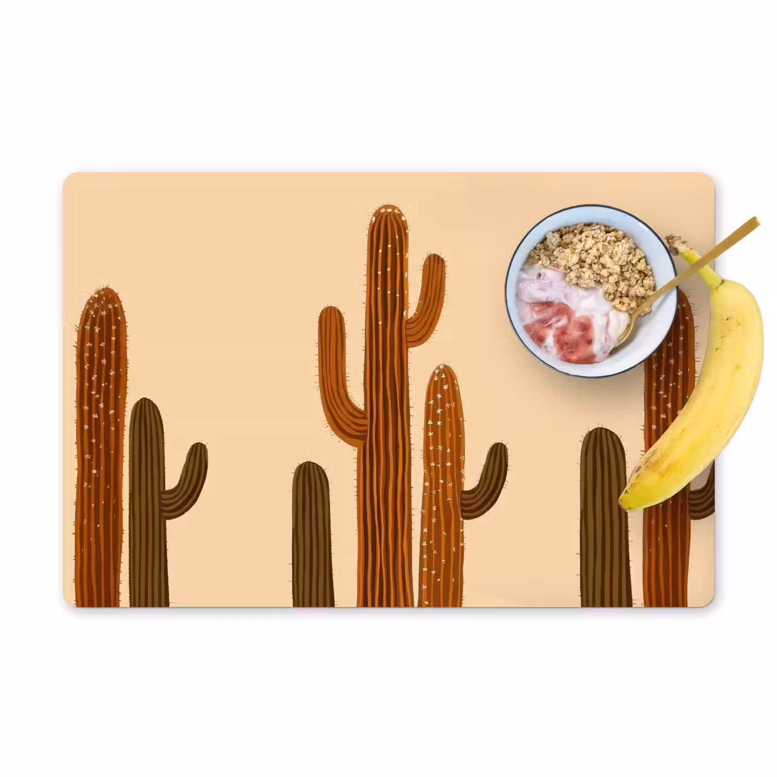 Placemat - 6 stuks - Cactus - Woestijn - Zand - Bruin — 1