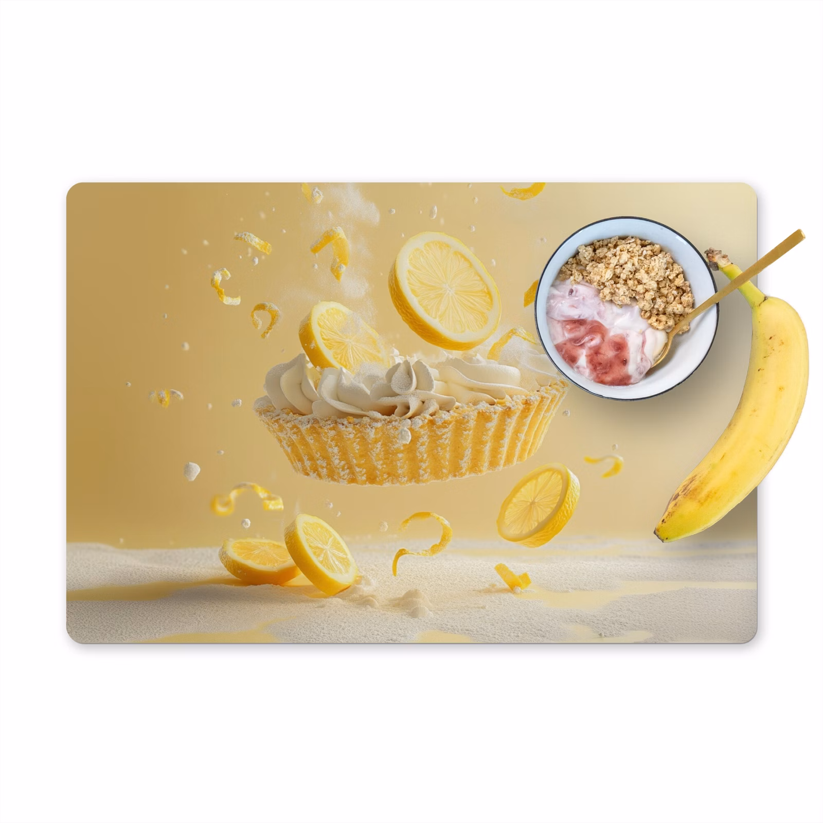 Placemat - 6 stuks - Citroen - Taart - Eten - Geel — 1