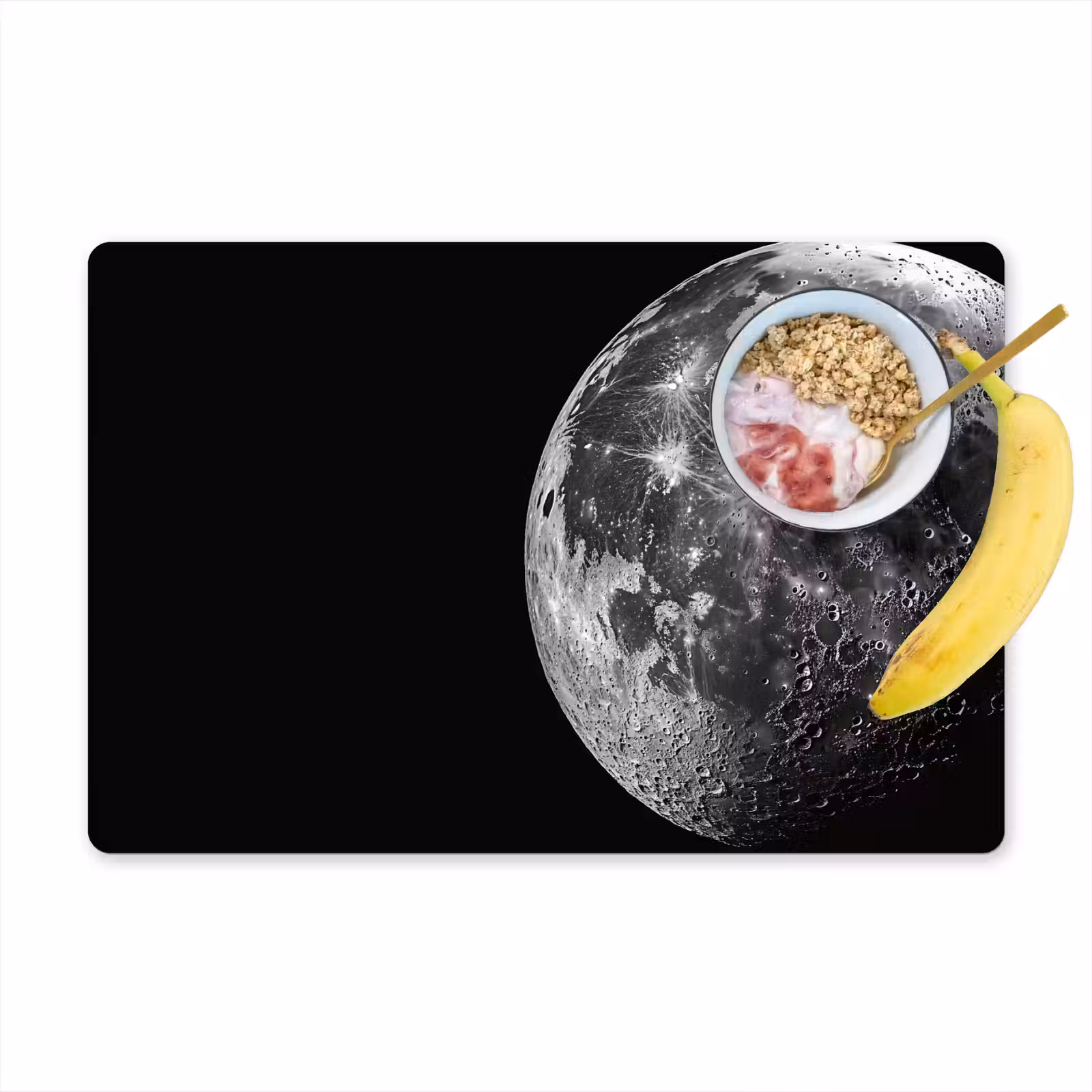 Placemat - 6 stuks - Close-up - Maan - Wit - Textuur — 1