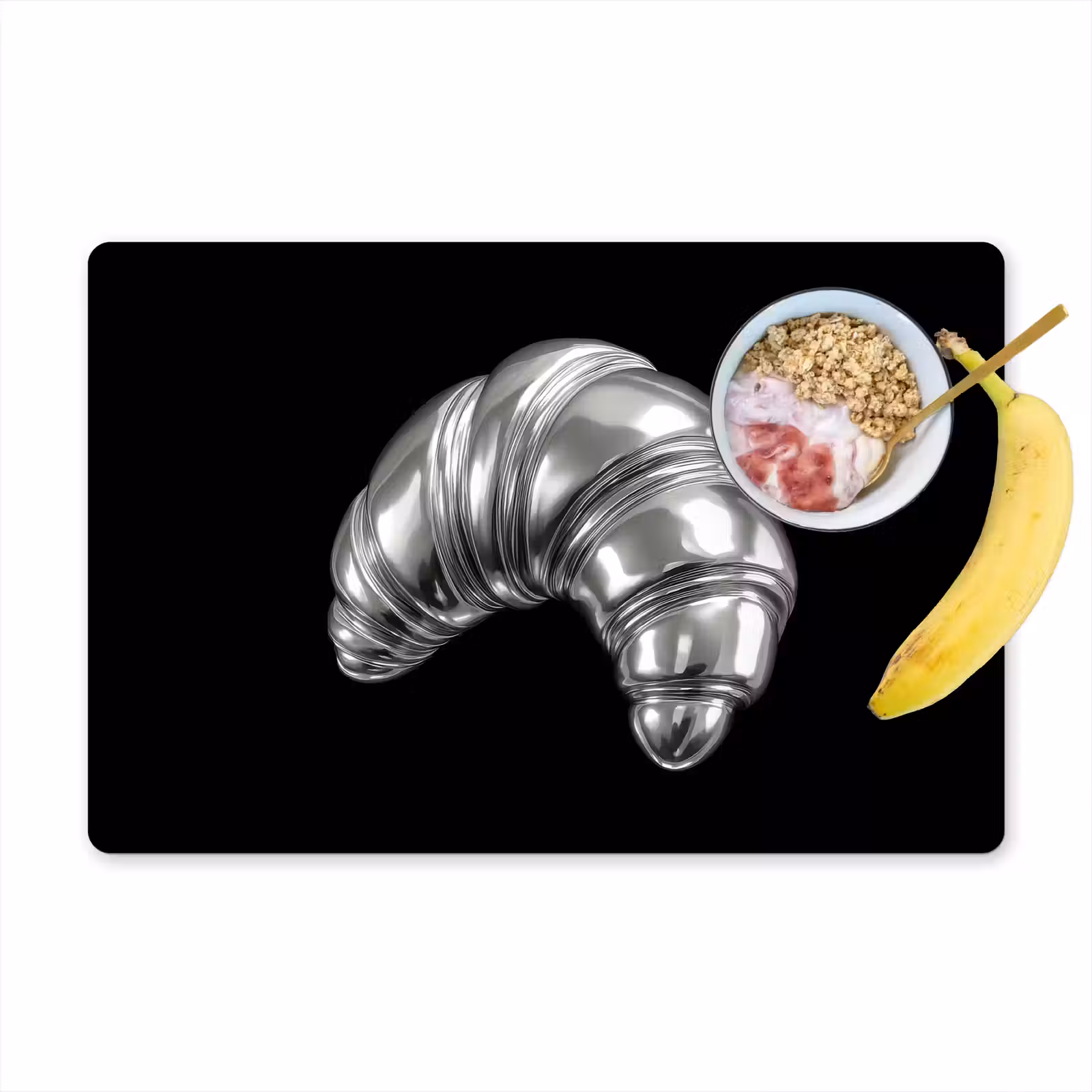 Placemat - 6 stuks - Croissant - Metaal - Zilver — 1