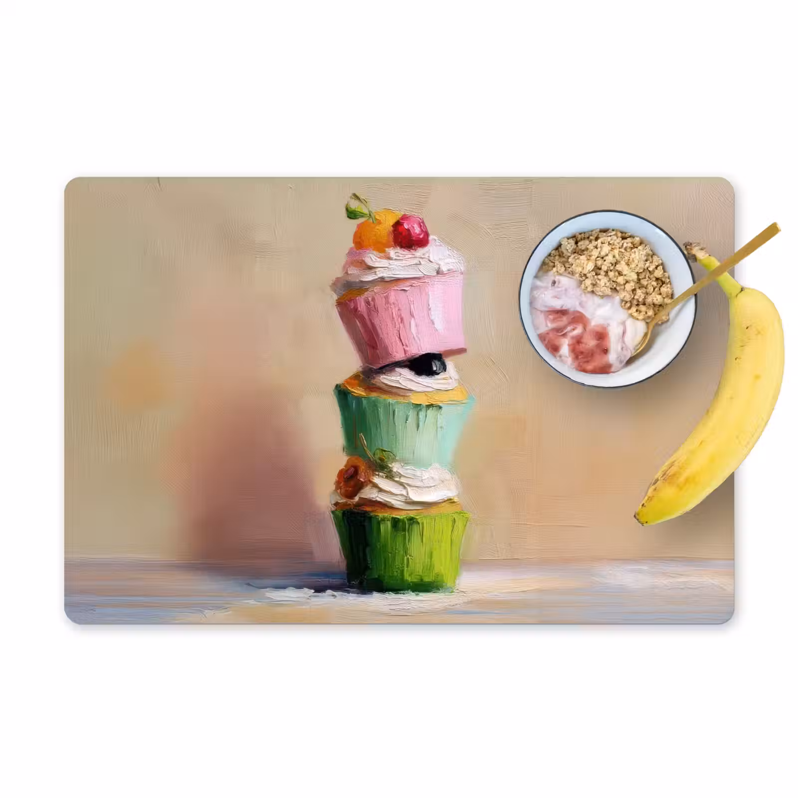 Placemat - 6 stuks - Cupcakes - Gestapeld - Kleurrijk - Fruit — 1