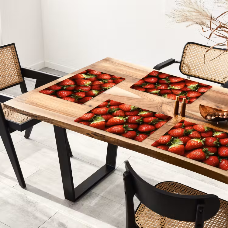Placemat - 6 stuks - Aardbei - Fruit - Rood — 5