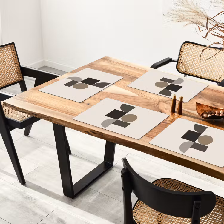 Placemat - 6 stuks - Aardetinten - Abstracte compositie - Eenvoudige vormen — 5