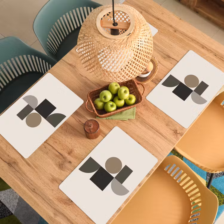 Placemat - 6 stuks - Aardetinten - Abstracte compositie - Eenvoudige vormen — 6