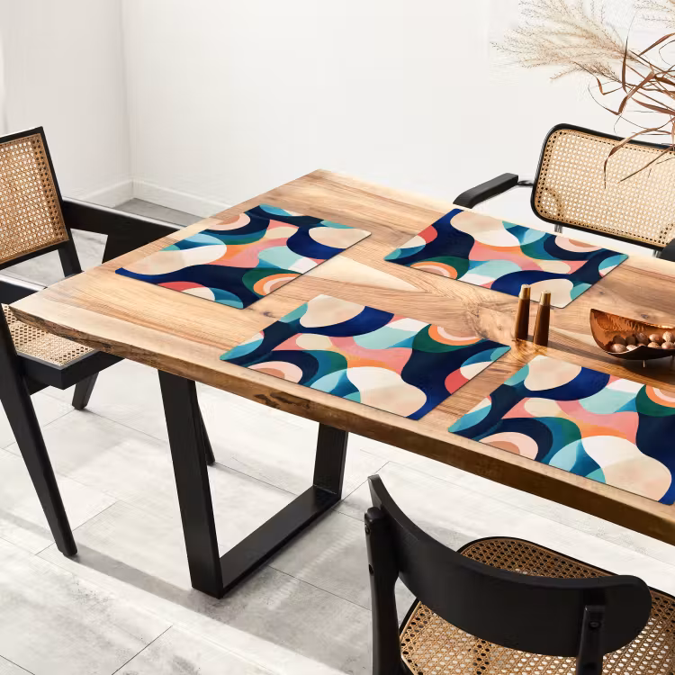 Placemat - 6 stuks - Abstract - Blauw - Roze — 5