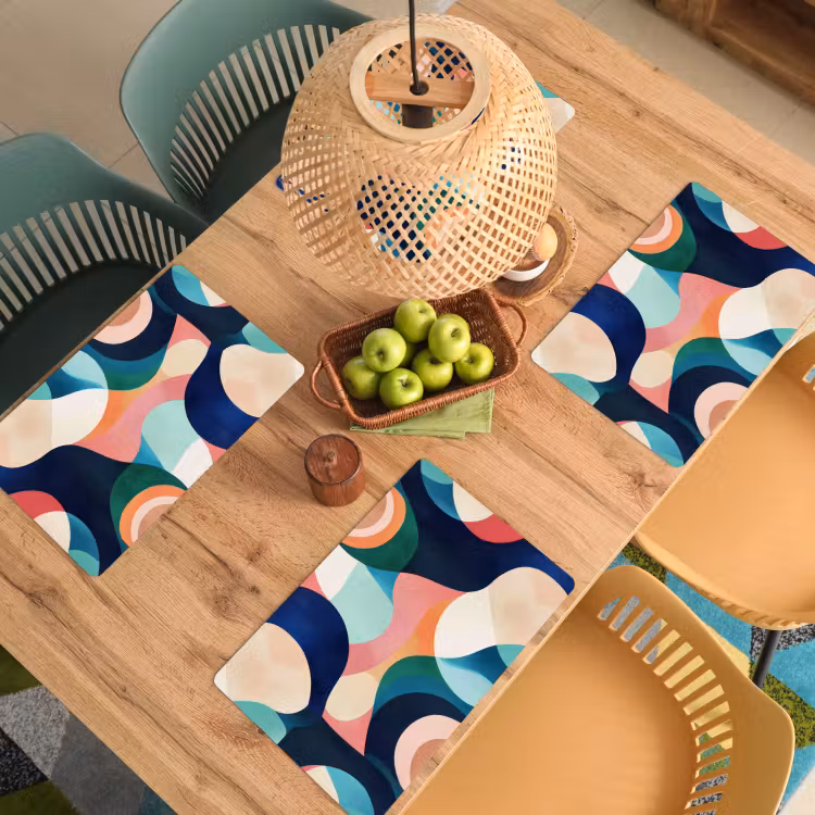 Placemat - 6 stuks - Abstract - Blauw - Roze — 6