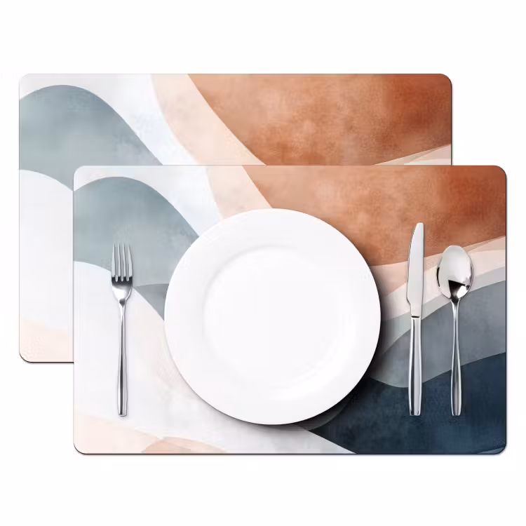 Placemat - 6 stuks - Abstract - Golven - Blauw — 2