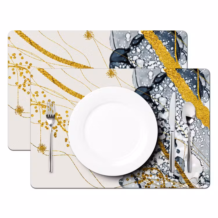 Placemat - 6 stuks - Abstract - Goud - Natuur - Kunst — 1
