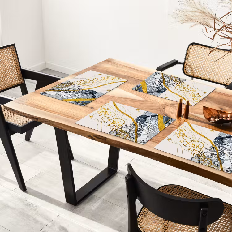 Placemat - 6 stuks - Abstract - Goud - Natuur - Kunst — 4
