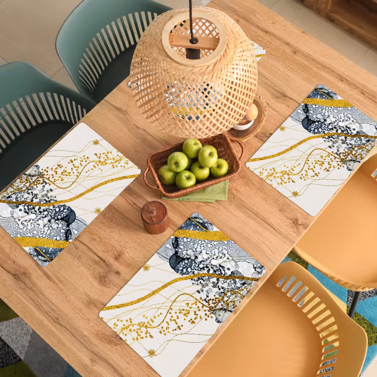 Placemat - 6 stuks - Abstract - Goud - Natuur - Kunst — 5