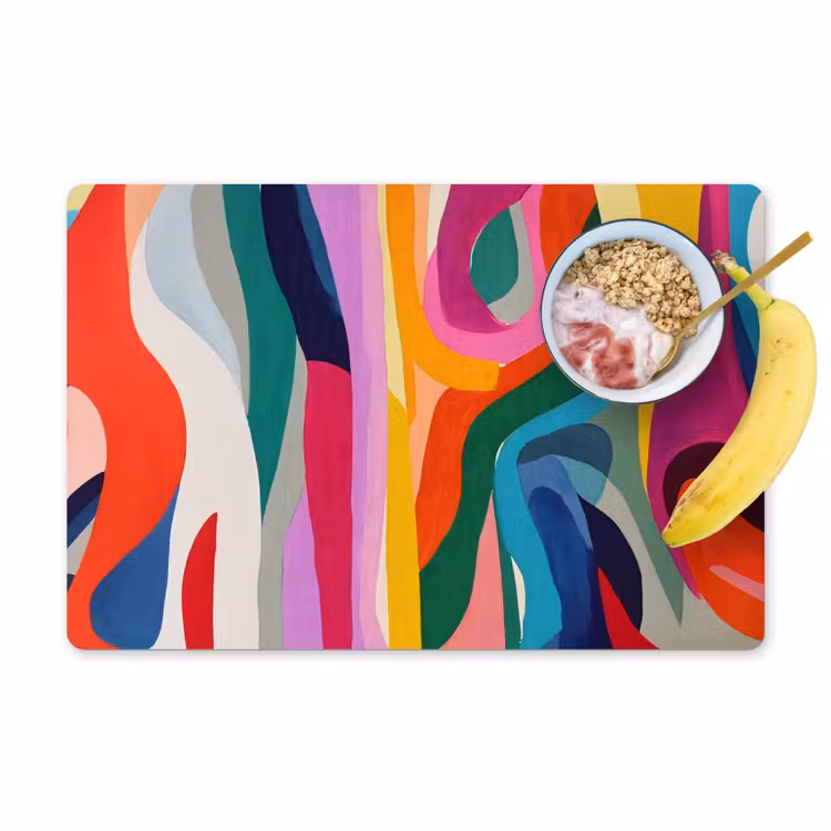 Placemat - 6 stuks - Abstract - Kleurrijk - Golven - Lijnen — 1