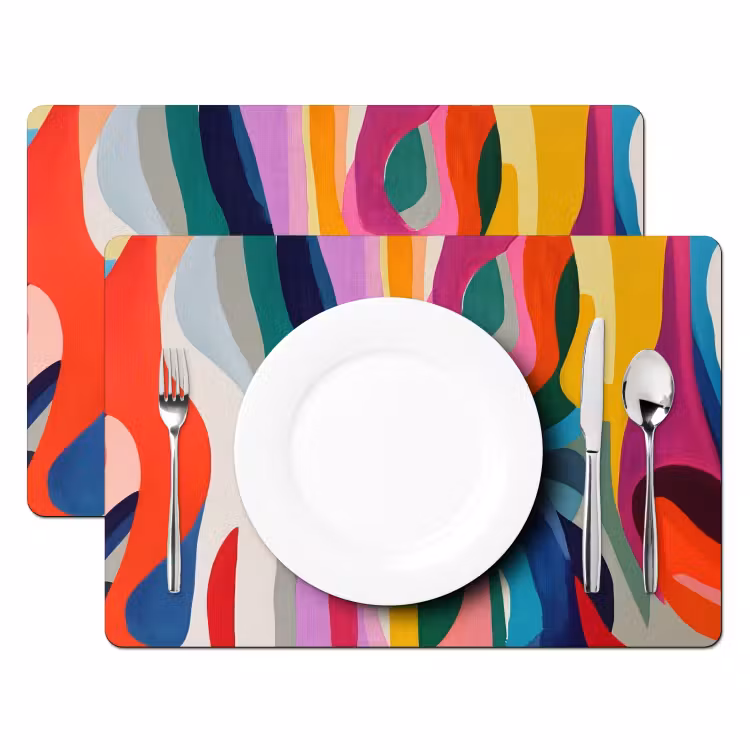 Placemat - 6 stuks - Abstract - Kleurrijk - Golven - Lijnen — 2