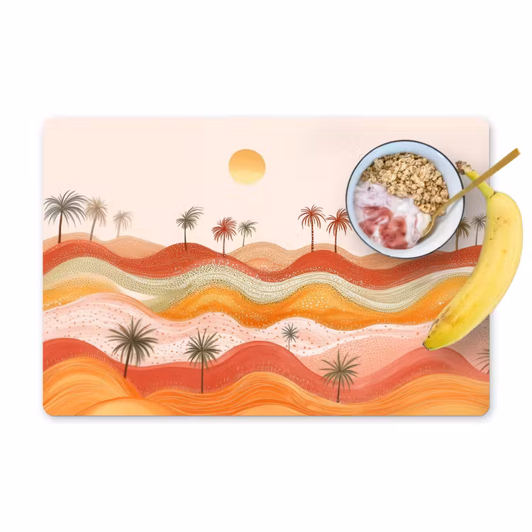 Placemat - 6 stuks - Abstract landschap - Palmbomen - Kleurrijk — 1