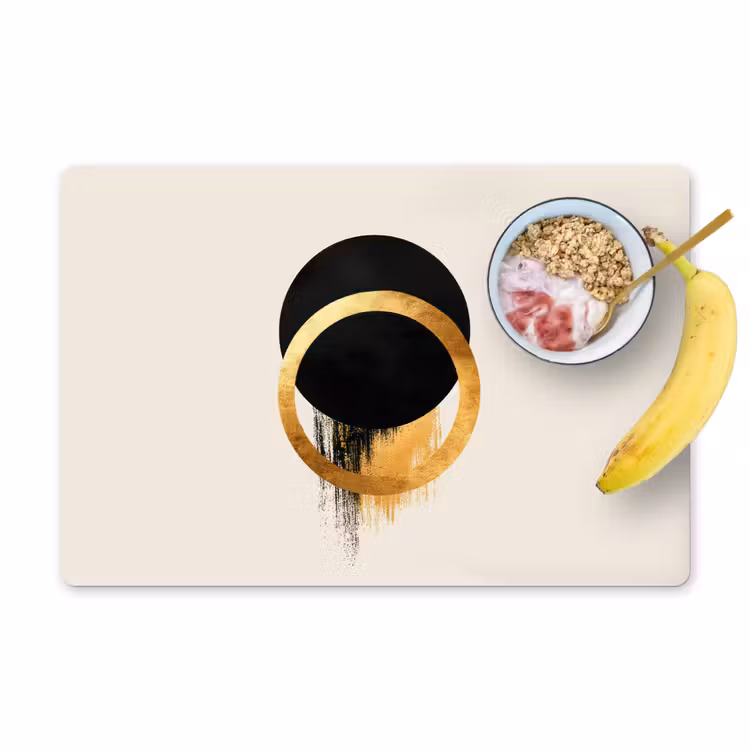 Placemat - 6 stuks - Abstract ontwerp - Zwarte cirkel - Verfvlekken — 1