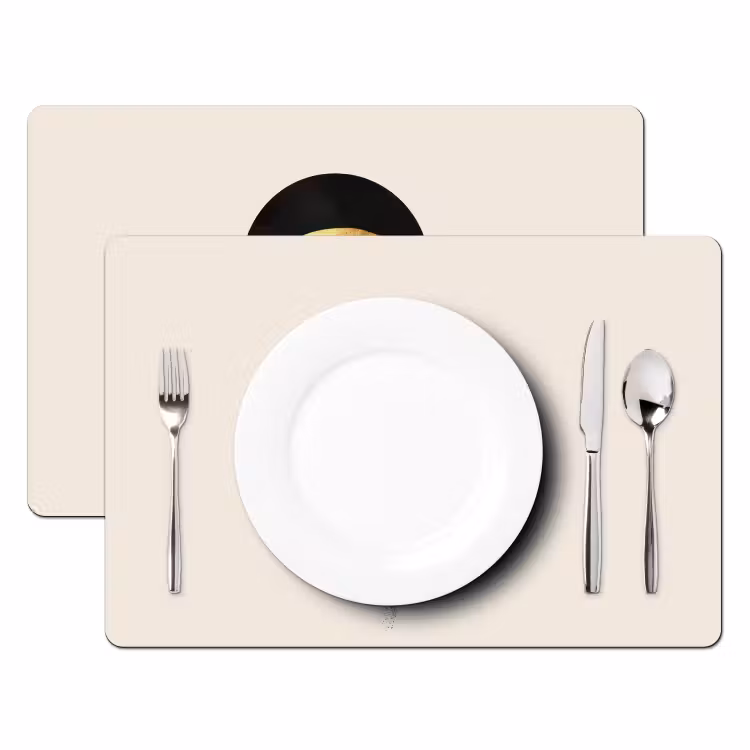 Placemat - 6 stuks - Abstract ontwerp - Zwarte cirkel - Verfvlekken — 2