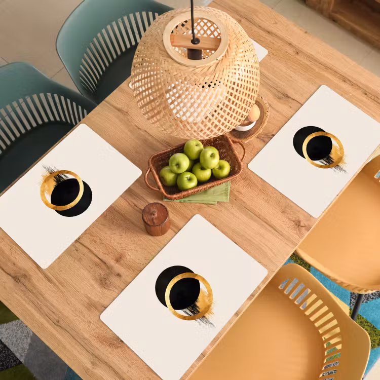Placemat - 6 stuks - Abstract ontwerp - Zwarte cirkel - Verfvlekken — 6