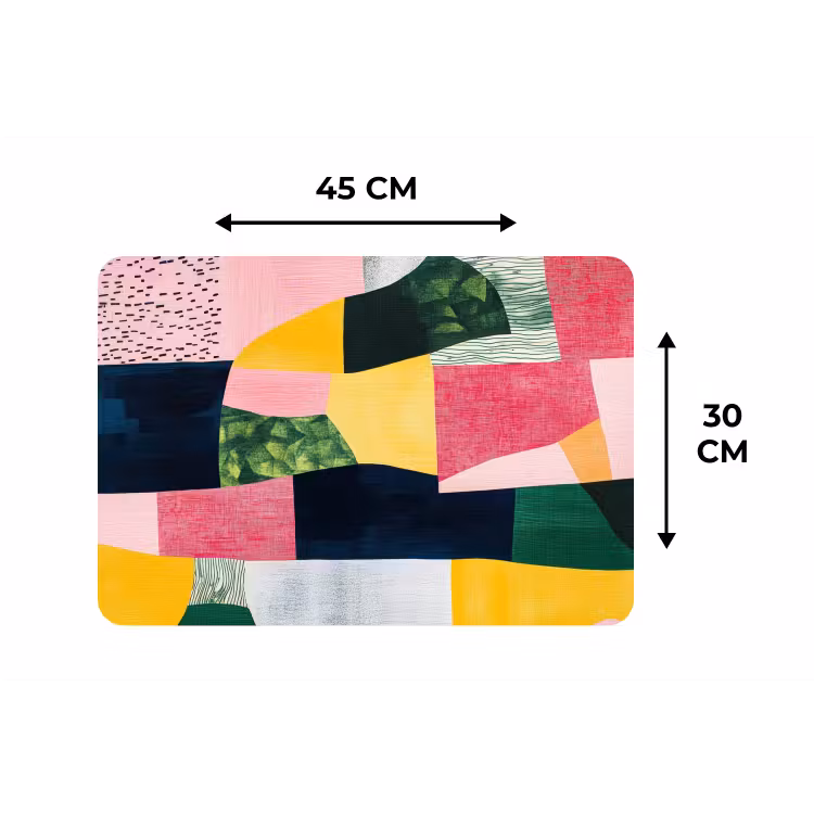 Placemat - 6 stuks - Abstract - Roze - Lappen - Vormen - Geel — 3