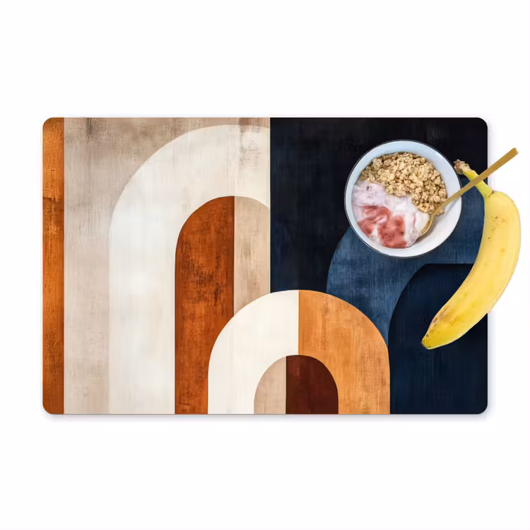 Placemat - 6 stuks - Abstract - Vormen - Donkerblauw — 1