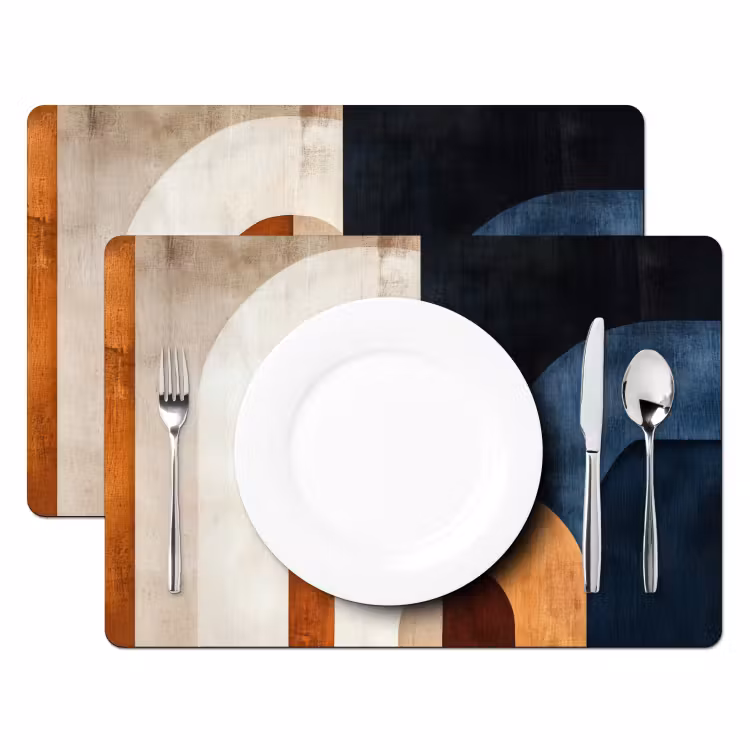 Placemat - 6 stuks - Abstract - Vormen - Donkerblauw — 2
