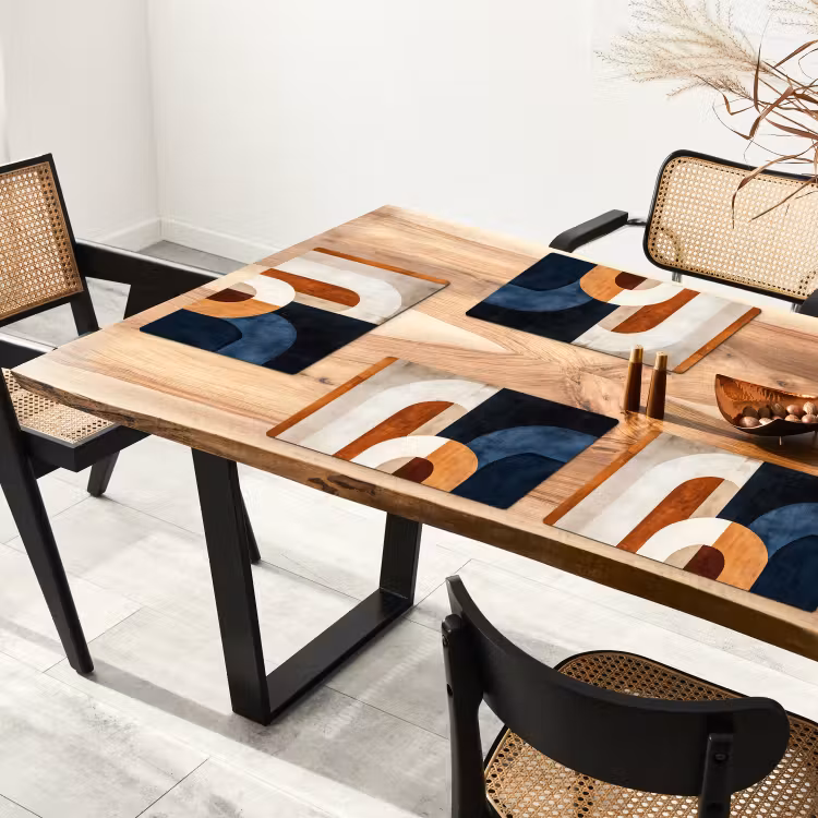 Placemat - 6 stuks - Abstract - Vormen - Donkerblauw — 5