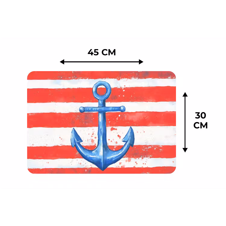 Placemat - 6 stuks - Anker - Verfspatten - Rood - Blauw — 3