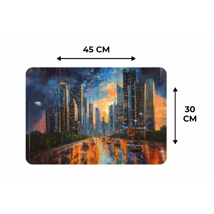 Placemat - 6 stuks - Auto - Skyline - Zon - Blauw — 3