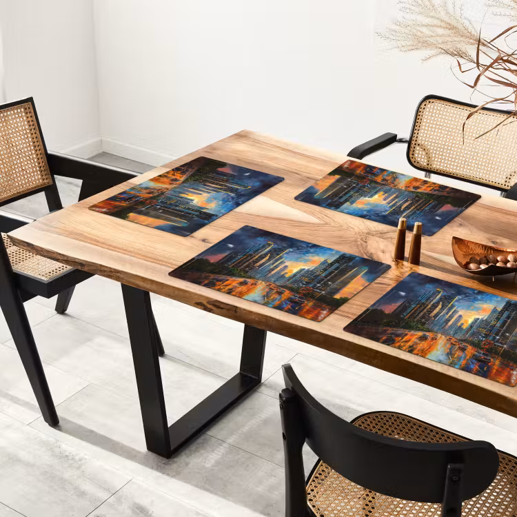 Placemat - 6 stuks - Auto - Skyline - Zon - Blauw — 5