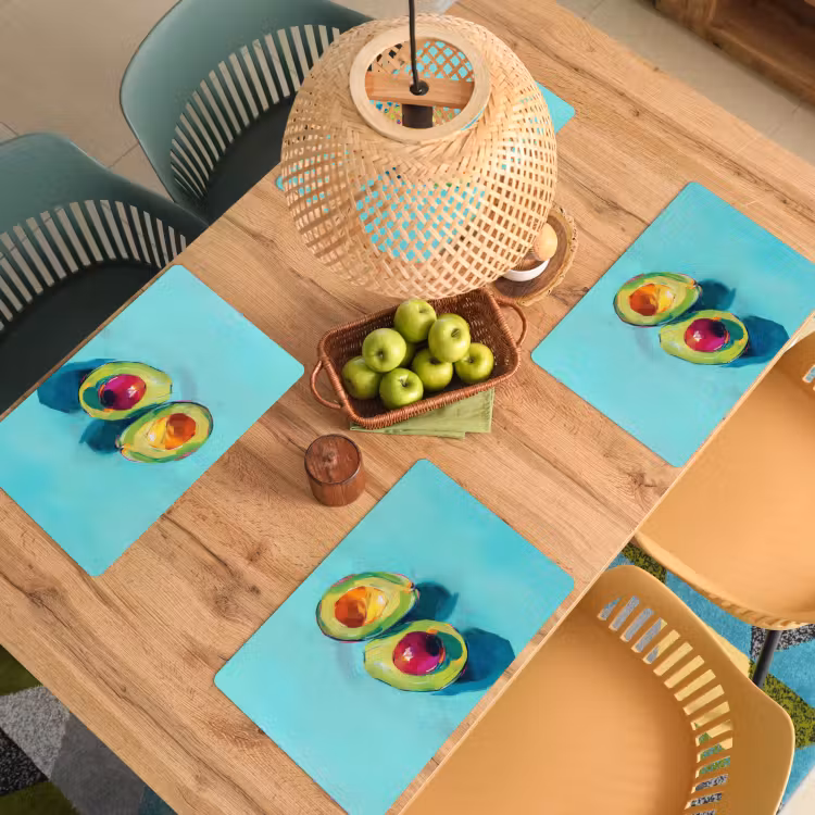 Placemat - 6 stuks - Avocado - Groen - Pit - Schaduw — 6