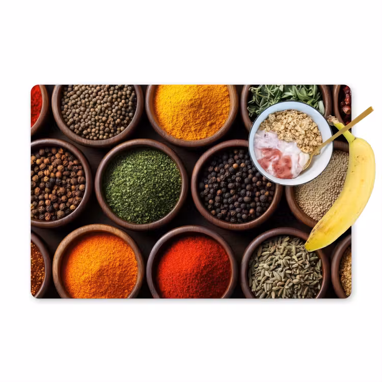 Placemat - 6 stuks - Bakjes - Hout - Kruiden - Kleurrijk — 1