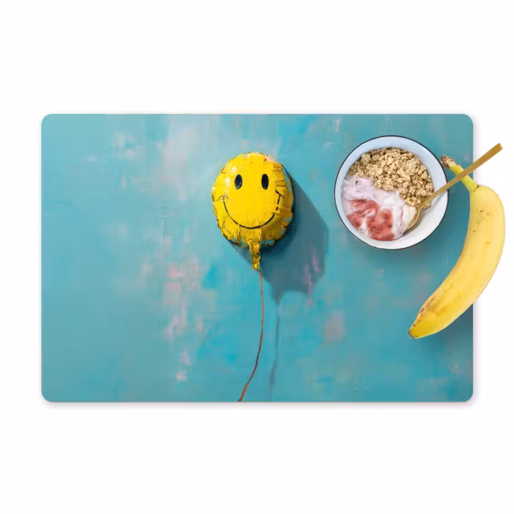 Placemat - 6 stuks - Ballon - Geel - Smiley — 1