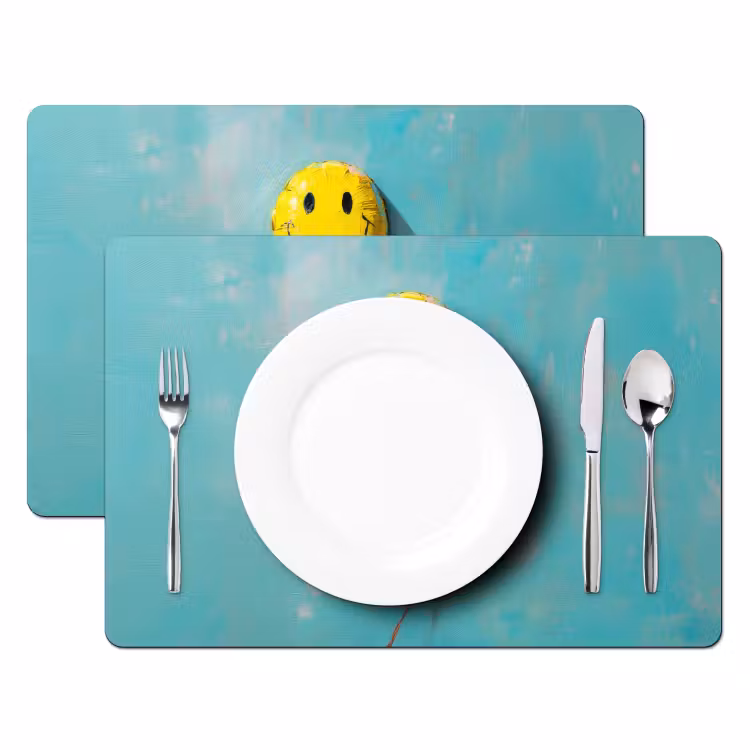 Placemat - 6 stuks - Ballon - Geel - Smiley — 2