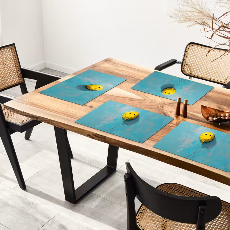 Placemat - 6 stuks - Ballon - Geel - Smiley — 5
