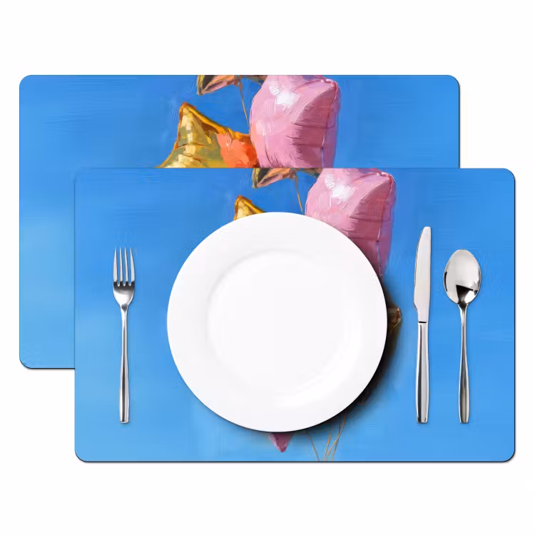 Placemat - 6 stuks - Ballonnen - Goud - Stervorm - Roze — 2