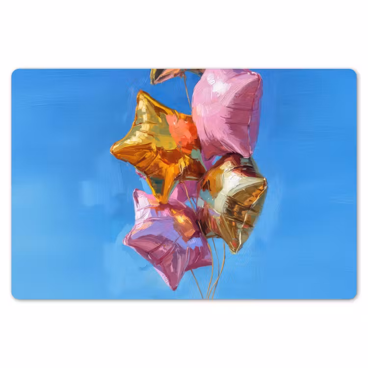 Placemat - 6 stuks - Ballonnen - Goud - Stervorm - Roze — 7