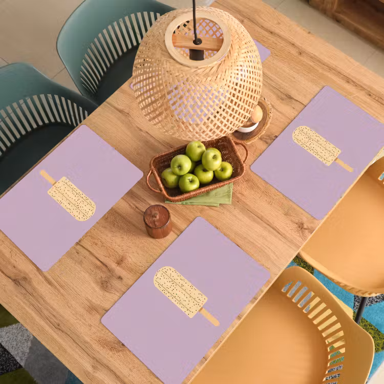 Placemat - 6 stuks - Beige - Ijsje - Spikkels — 6