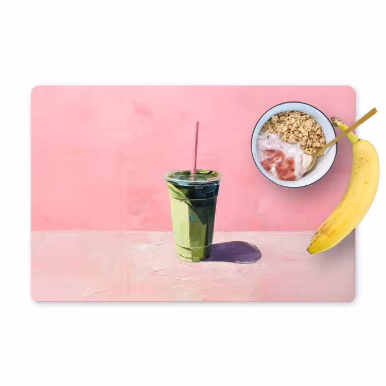 Placemat - 6 stuks - Beker - Rietje - Minimalistisch - Groen — 1