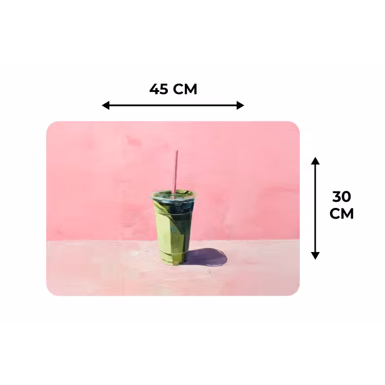 Placemat - 6 stuks - Beker - Rietje - Minimalistisch - Groen — 3