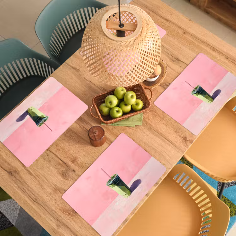 Placemat - 6 stuks - Beker - Rietje - Minimalistisch - Groen — 6